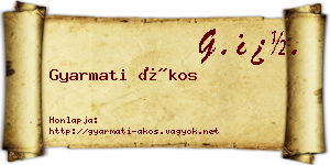 Gyarmati Ákos névjegykártya