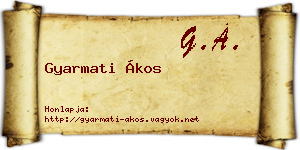 Gyarmati Ákos névjegykártya
